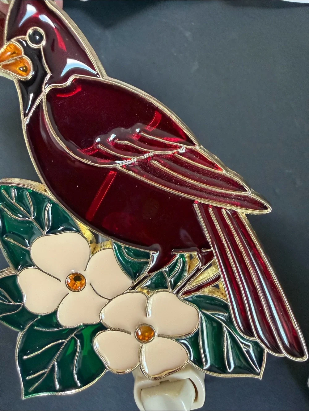 Red Cardinal Decorative Bird Perch Night Light